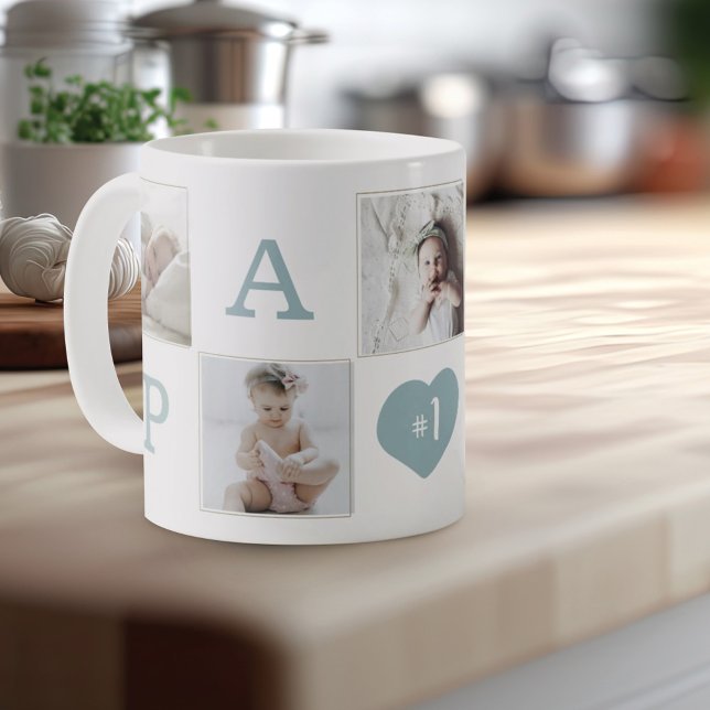 Mug Numéro 1 Papa Grand-père Photo Collage Gold Frame (Créateur téléchargé)