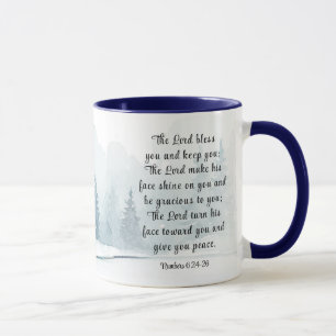 Mug Numéros 6 Seigneur Bénissez-vous Bible Verse Neige