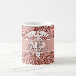 Mug Nurse NP Graduate Modern Rose Gold Nom du script