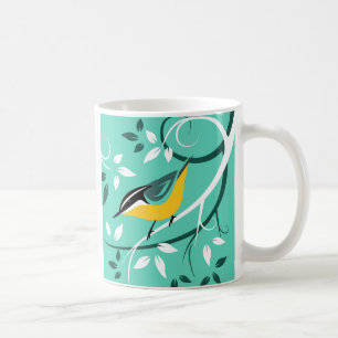 Mug Nuthatch Rouge Sur Turquoise