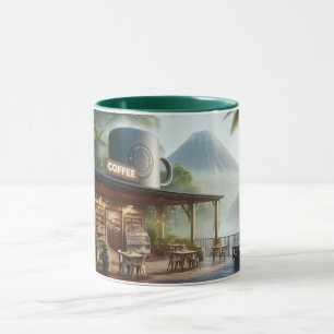 Mug Oasis du café dans la jungle avec vue majestueuse