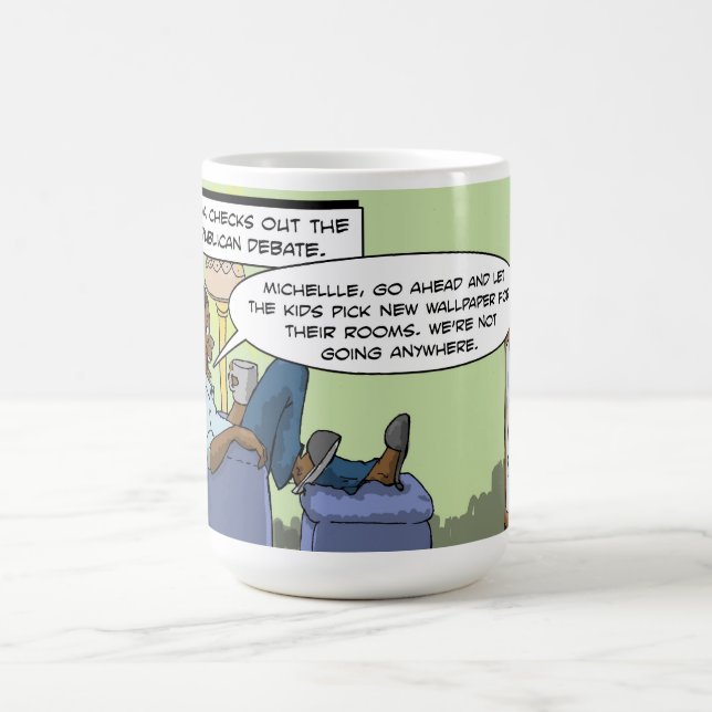 Mug Obama vérifie la discussion républicaine (Centre)