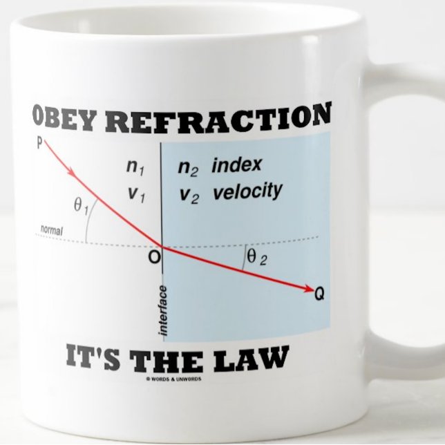 Mug Obey Refraction It's The Law (Loi de l'Optique Sne (Physics advice "Obey Refraction It's The Law" featuring Snell's Law)
