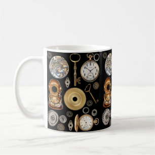 Mug Objets Steampunk Gears Pocket watch Squelette Key