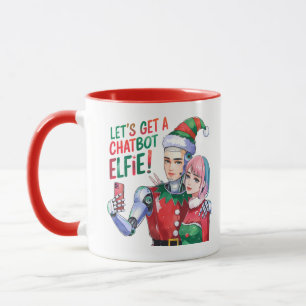 Mug 🤖 Obtenons un Chatbot Elfie Mèmes de Noël amusant