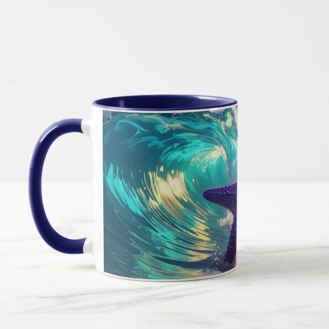 Mug Ocean Beach With Violet Starfish (Gauche)