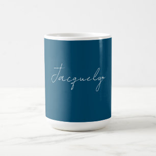 Mug Ocean Blue Plain élégant moderne minimaliste Nom