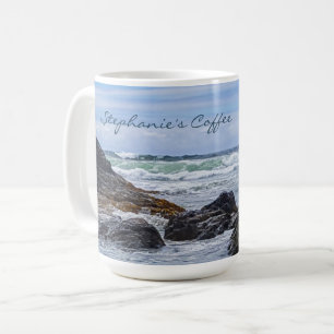 Mug Ocean Waves Blue Green Shoreline Rock Grande taill