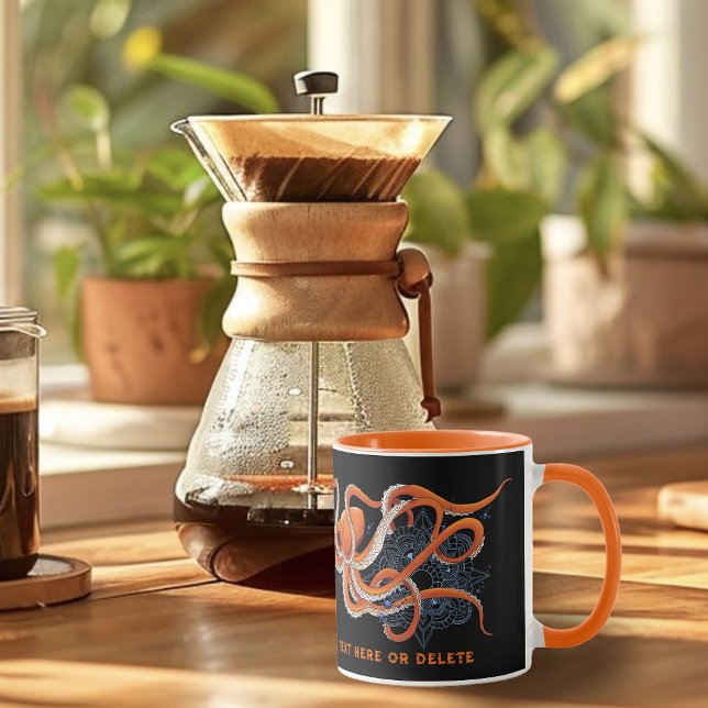 Mug Octopus Orange Mandala bleu (Créateur téléchargé)