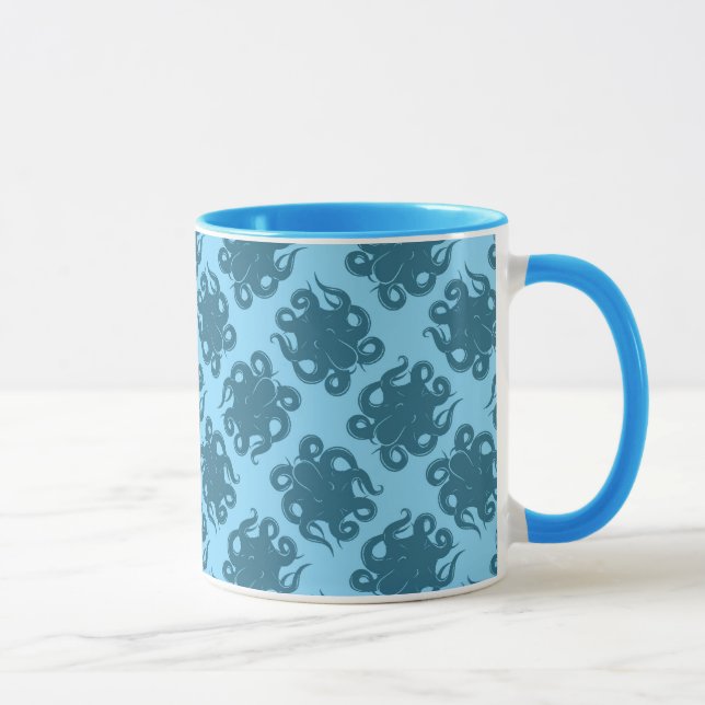 Mug Octopus sur Motif bleu (Droite)