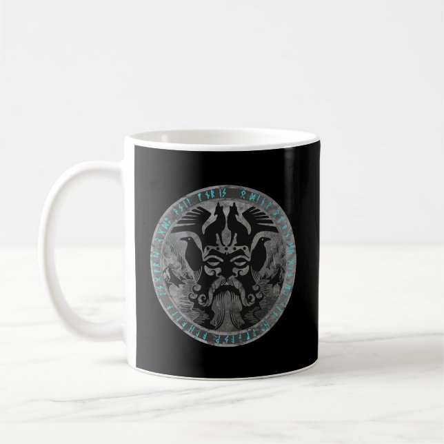 Mug Odin Avec Fenrir Huginn Et Muninn Norse Runes Dis (Gauche)