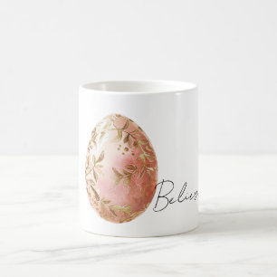 Mug Oeuf de Pâques de printemps rose aux feuilles d'or