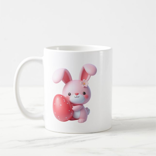 Mug Oeuf de retenue de lapin de Pâques 3D (Gauche)