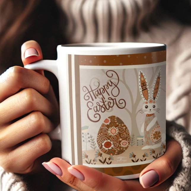 Mug Oeufs de Pâques Bunny Folk mignonne Votre Nom Insp (Créateur téléchargé)