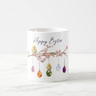 Mug Oeufs de Pâques sur la branche de floraison Joyeux