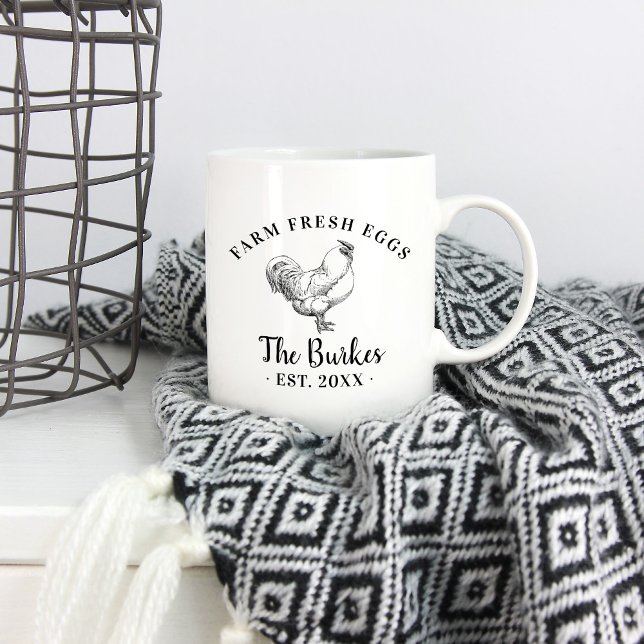 Mug Oeufs frais de ferme Monogramme de famille (Créateur téléchargé)