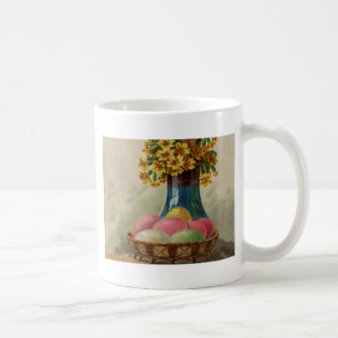 Mug Oeufs Pâques Panier Fleurs Antique