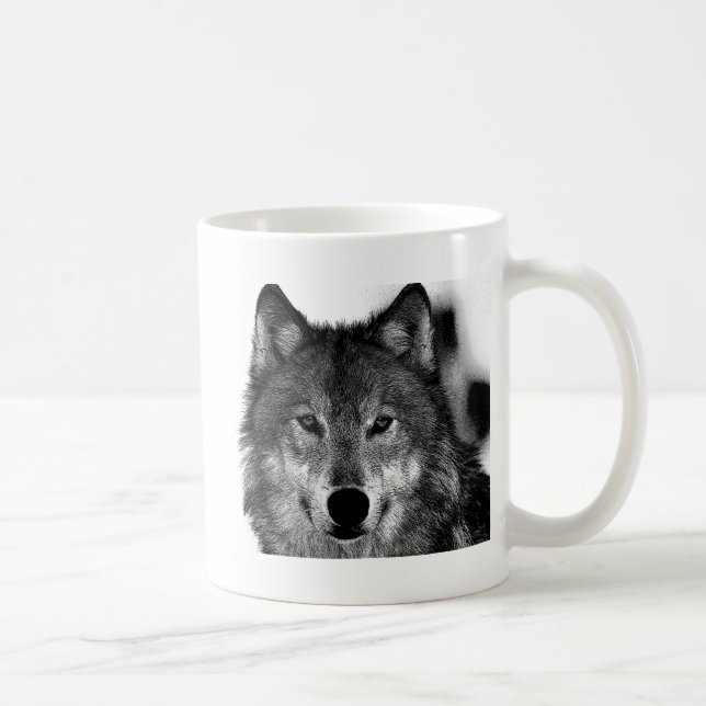 Mug Oeuvre de Loup noir et blanc (Droite)
