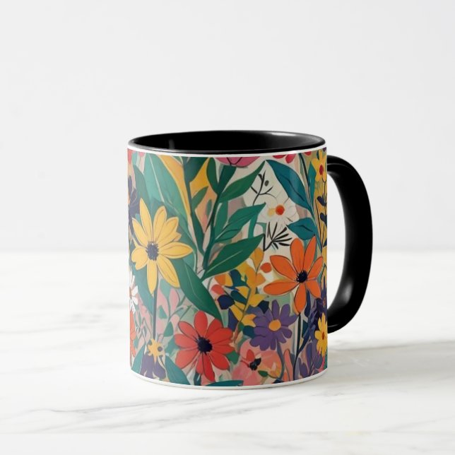 Mug OEuvre florale colorée (Devant droit)