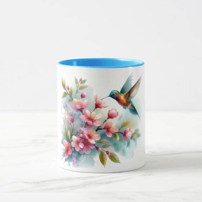 Mug OEuvre florale/printanière de colibri (Centre)