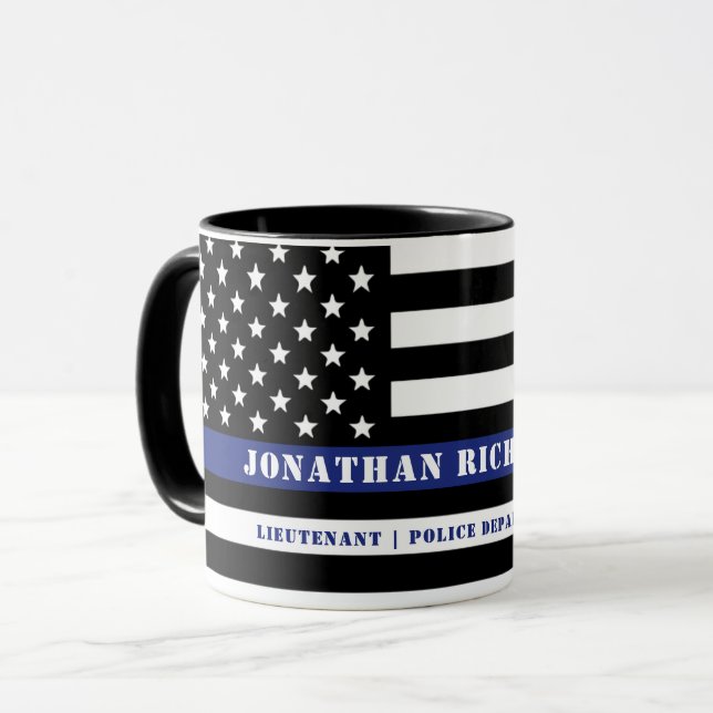 Mug Officier De Police De Ligne Bleue Mince Départemen (Devant gauche)