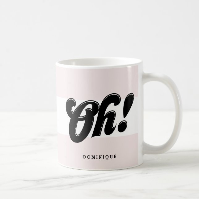 Mug Oh! Typographie de script rétro noir Bandes roses (Droite)