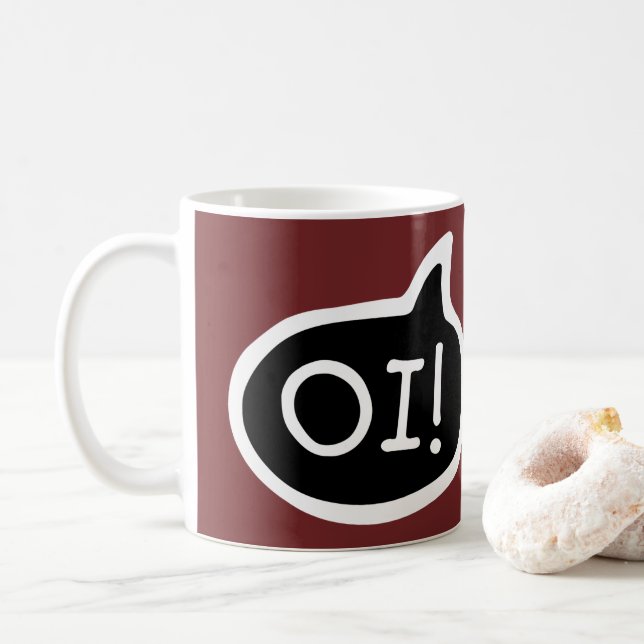 Mug OI ! Langue Portugaise Salutation, bulle d'express (Avec donut)