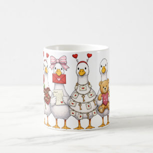 Mug Oie de la Saint-Valentin, Oie rose coquette 