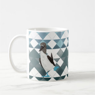 Mug Oiseau Bleu À Pieds Bleus Sur Motif Géométrique