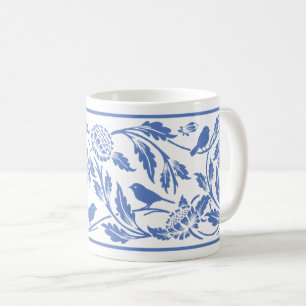 Mug Oiseau bleu et blanc et boue de fleurs