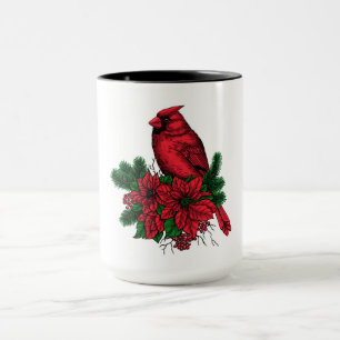 Mug Oiseau cardinal, illustration de Noël