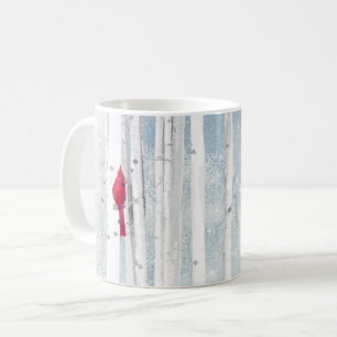 Mug Oiseau cardinal rouge dans un magnifique Birch Tre