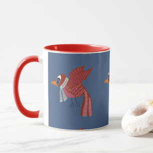 Mug Oiseau d'hiver fantaisiste avec écharpe