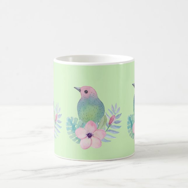 Mug Oiseau et fleur à l'aquarelle (Centre)