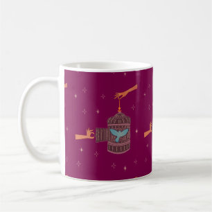 Mug Oiseau libre Cage à oiseaux Art folklorique Main
