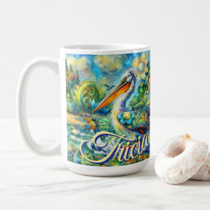 Mug Oiseau pélican au pays des merveilles Floral Perso
