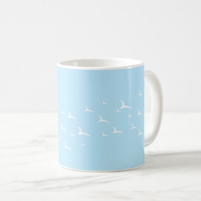 Mug Oiseaux bleu clair blanc motif (Devant droit)