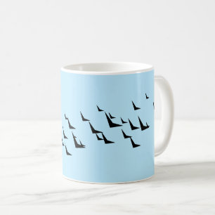 Mug Oiseaux bleu clair noir motif