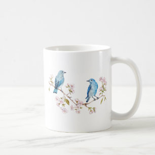 Mug Oiseaux bleus de montagne sur la branche de Sakura
