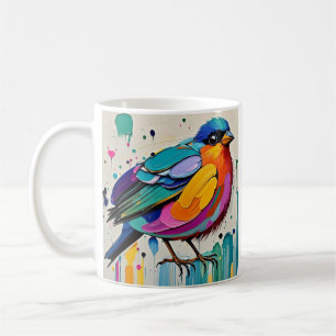 Mug Oiseaux coloré art abstrait gras géant mignon drôl