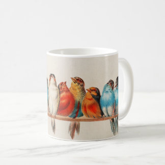 Mug Oiseaux colorés vintages assis sur une perche
