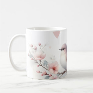 Mug Oiseaux d'amour romantiques Branche de fleurs de c