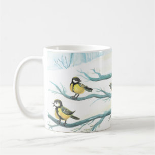 Mug Oiseaux dans la neige blanche hiver