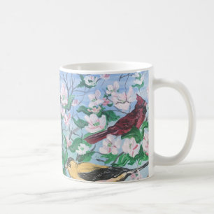 Mug Oiseaux dans le jardin bleu jay jaune finch