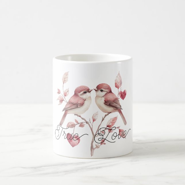 Mug Oiseaux de l'amour aux coeurs rouges (Centre)