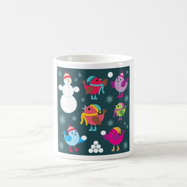 Mug Oiseaux d'hiver Jouer dans la neige avec Snowman (Créateur téléchargé)