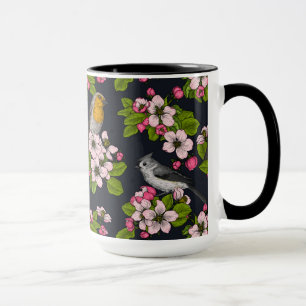 Mug Oiseaux et fleurs en noir