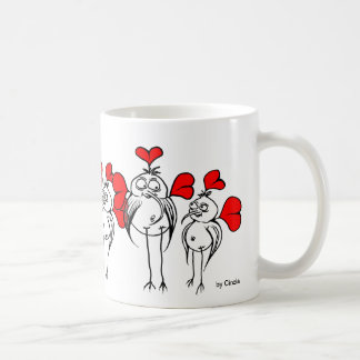 Mug Oiseaux surréalistes et coeurs rouges