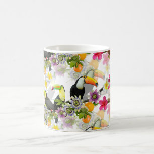 Mug Oiseaux Toucans, Fleurs de Passion, Plumeria Tropi