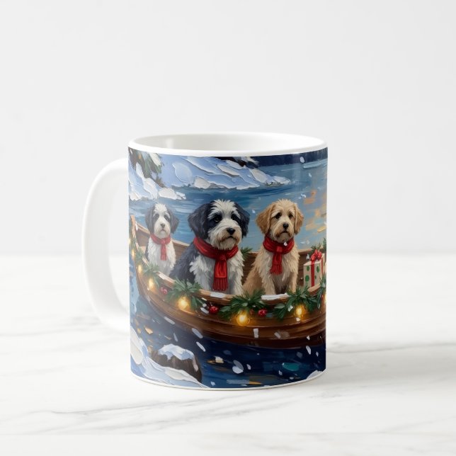 Mug Old English Sheepdog Christmas Boat Holiday (Devant gauche)